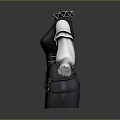 Stylish Black Vest With White Long Sleeves Collar Detail And Chain Belt