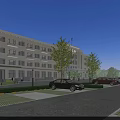 Elegant Main Entrance Gate Design With National Flag Trees Cars And Building Plaza Area