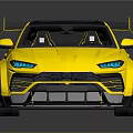 Yellow Sports Car With Black Roof Green Wheels And Rear Spoiler Design