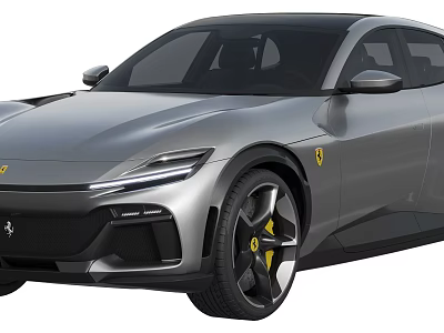 Silver Gray Ferrari Car With Modern Sleek Body And Black Wheels Design 3d model