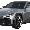 Silver Gray Ferrari Car With Modern Sleek Body And Black Wheels Design