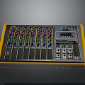 Electronic Control Panel With Colorful Ports Knobs And Yellow Border Design