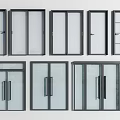 Modern Windows And Doors With Black Frames And Transparent Glass In Various Styles 3d model
