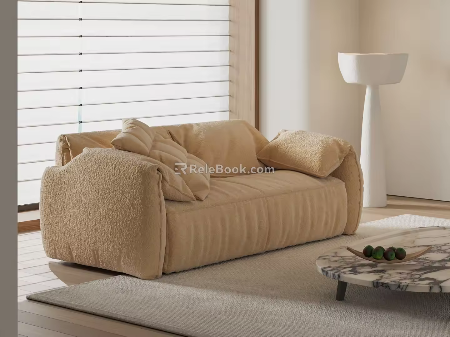 Baxter Elephant Ears Sofa Double Sofa Living Room Sofa Floor Lamp 3d model