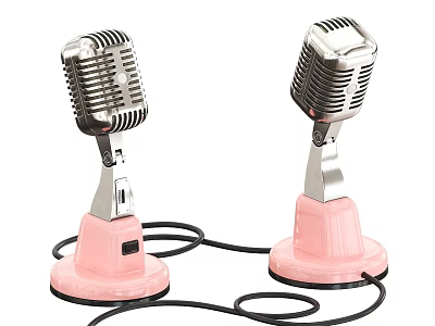 Classic Vintage Retro Microphones With Pink Base For Daily Electrical Use 3d model