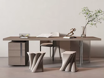 Modern desk chair desk chair combination 3d model
