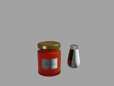Silver Spice Bottle With Red Gold Lid Jar For Kitchen Condiment Storage Containers 3d model