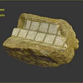 Natural Stone Bench With White Tile Inlays And Rustic Texture Design 3d model