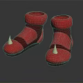Red Leather Spiked Shoes Featuring Shiny Reflective Surface And Thick Sole