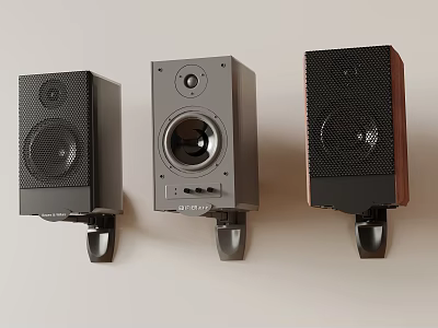 Wall Mounted Speakers with Different Styles and Colors in Black Gray and Red 3d model