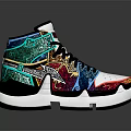 Stylish High Top Sneakers With Colorful Patterned Design And White Sole