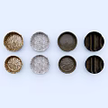 Decorative Ornament Set With Round Textured Trays In Gold Gray Brown Black For Home Decor