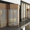 Modern Commercial Building Facade With Glass Gold Frames And Marble Accent Design Elements