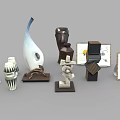 Modern Decorative Ornament Set with Sculptures Vases and Abstract Designs