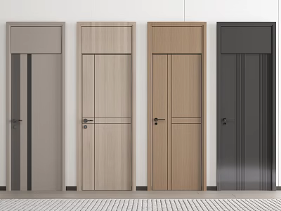 Modern Hinged Doors With Wooden Textures Various Colors And Interior Design Styles 3d model