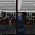 Modern Specialty Store Interior With Glass Front Display Counters And Product Displays 3d model