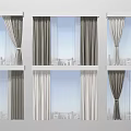 Modern Window Curtains In Different Styles For Home Decor With City View 3d model