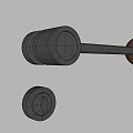 Modern Door Handle With Black Metal Base And Wooden Knob On White Wall