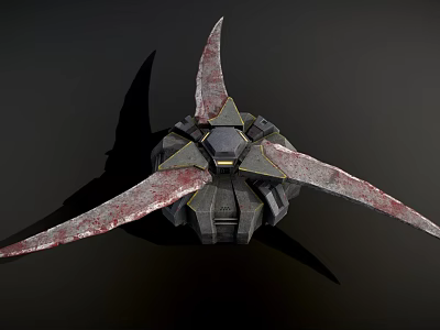 Industrial Equipment With Mechanical Geometric Design Gray Metallic Body And Bladed Components 3d model