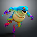 Colorful Frog Character With Vibrant Colors Red Eyes And Jumping Pose