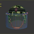Camouflage Helmet With Transparent Face Shield And Padded Inner Headband Design