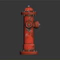 Vibrant Red Fire Hydrant With Metal Construction Top Cap Side Outlets Chains And Sturdy Base