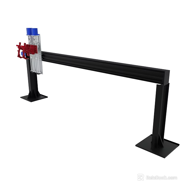 Mechanical Support Structure With Black Beam Red White And Blue Components 3d model
