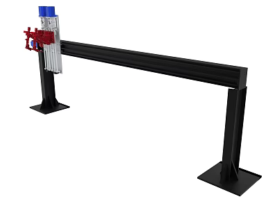 Mechanical Support Structure With Black Beam Red White And Blue Components 3d model