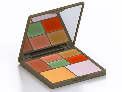 Elegant Multicolor Cosmetics Palette With Mirror And Various Shades In Brown Case 3d model