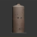 Copper Colored Cylindrical Metal Container With Holes Seams And Square Base