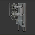 Industrial Mechanical Equipment Featuring Metal Structure Cylindrical Rollers Support Brackets And Warning Stripes
