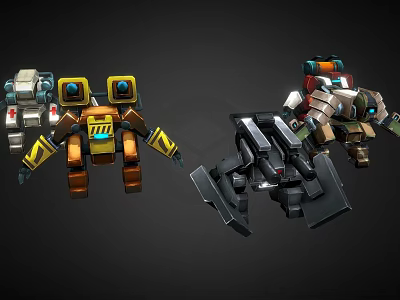 Game And Movie Robotic Characters With Distinct Colorful Designs And Mechanical Features 3d model