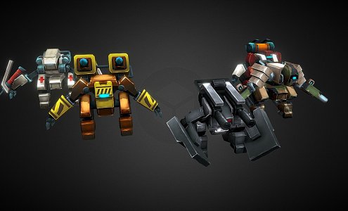 Sci-fi animated space robot 3d model