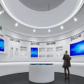 Enterprise Future Tech Display With Curved Digital Screen And Interactive Data Visualization 3d model