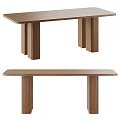 Modern Wooden Dining Table With Fluted Legs And Sleek Surface Design 3d model