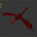 Flying Animal Mythical Dragon With Red Wings Black Body And Glowing Red Details