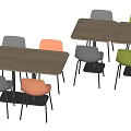Modern Wooden Dining Table Set With Multiple Tables Multi Colored Chairs And Black Legs 3d model
