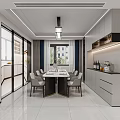 Modern Living Dining Room Interior Design With White Sofa Large TV Floor to Ceiling Windows