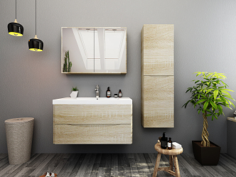 Nordic sink wash cabinet 3d model