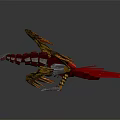 Red And Yellow Mechanical Eagle Model With Detailed Wings And Claws 3d model