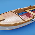 Wooden Boat Displaying Wooden Deck Red Seats White Hull And Fine Details