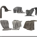 Various Gray Blankets Displayed With Different Folding Styles And Textures 3d model