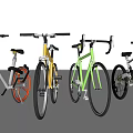 Modern Bicycles in Assorted Colors with Different Styles and Features 3d model