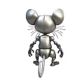 Animated Metallic Robot Mouse Character With Mechanical Limbs For Game And Movie Scenes