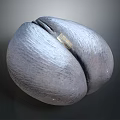 Split Coconut With Textured Surface And Visible Inner Part On Gray Background