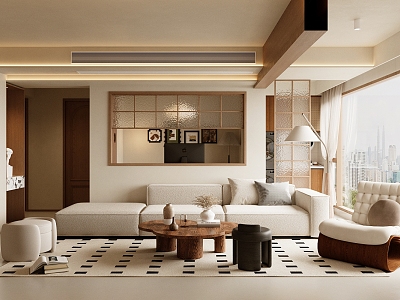 Middle Ancient Home Living Room No Main Lamp Living Room Middle Ancient Style Living Room New Chinese Style Living Room Fabric Sofa Middle Ancient Style Sofa Coffee Table 3d model