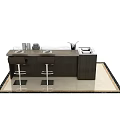 Modern Kitchen Interior With Dark Wood Cabinets Island Countertop Oven And Sink