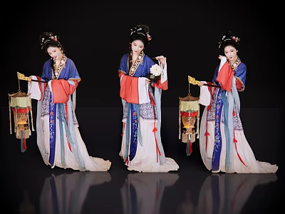 2D Ancient costume figure Song Dynasty lady figure classical beauty antique figure ancient costume beauty antique beauty 3d model