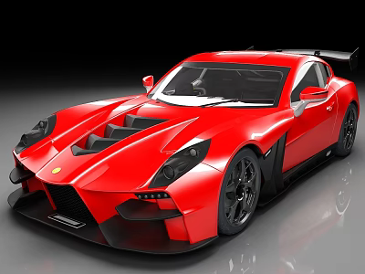 Red Sports Car Featuring Sleek Aerodynamic Design And Black Alloy Wheels 3d model