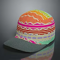 Colorful Hat With Geometric Wavy Patterns And Gray Brim Daily Product